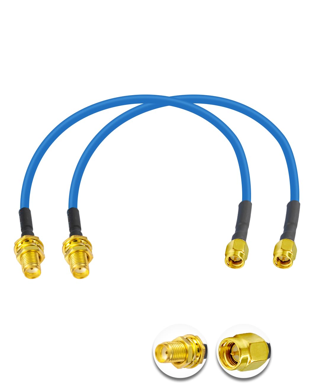 Vecys 2PCS SMA Male to Female RF Coaxial Cable 50 Ohm 12" /30CM RG402 SMA RF Coax Pigtail Cable