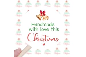 WAILOZCO 240 PCS Handmade With Love This Christmas Stickers for Small Business Envelopes, Packages, Goods, Bags - Cute Christmas Theme Shop Seals