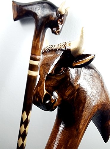 33 inch BULL Cane Walking Stick Wooden Handmade Men's Accessories