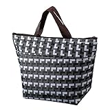 Lunch Box Bags, Oxford Cloth Aluminum Foil Insulated Zip Cooler Tote Bag Portable Aluminum Film Pack Lunch Box Package (Gray Plaid)
