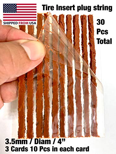 30 Pcs Brown Tire Repair Strings, Automotive Tool Tire Repair Plugs for Tubeless Off-Road Tires Car, Bike, ATV, UTV, Wheelbarrow, Mower