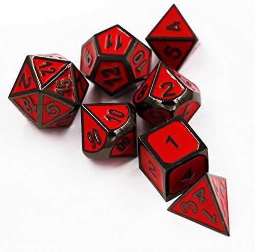 Dungeons &amp; Dragons 7pcs/set Creative RPG Dice D&amp;D Metal Dice Enamel Red Black Digital DND Game Dice