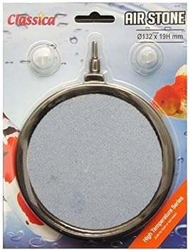 Classica AS065 Ausströmer-Stein Keramik für Koi-Teich oder Aquarium 132 mm rund mit 2 Luftschlauch-Saugnäpfen