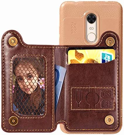 WIWJ Case for Xiaomi Redmi 5 Plus with Card Holder Case Ultra-Thin Close-Fitting Wallet Phone Case Luxury PU Leather Cover Stand Personalised Shockproof Flip Case for Xiaomi Redmi 5 Plus-Brown