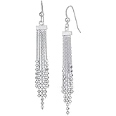 Vanbelle Sterling Silver Jewelry - Rhodium Plated with 925 Stamp - Waterdrop Tassel Earring - Elegant Beautifully Handcrafted for Women