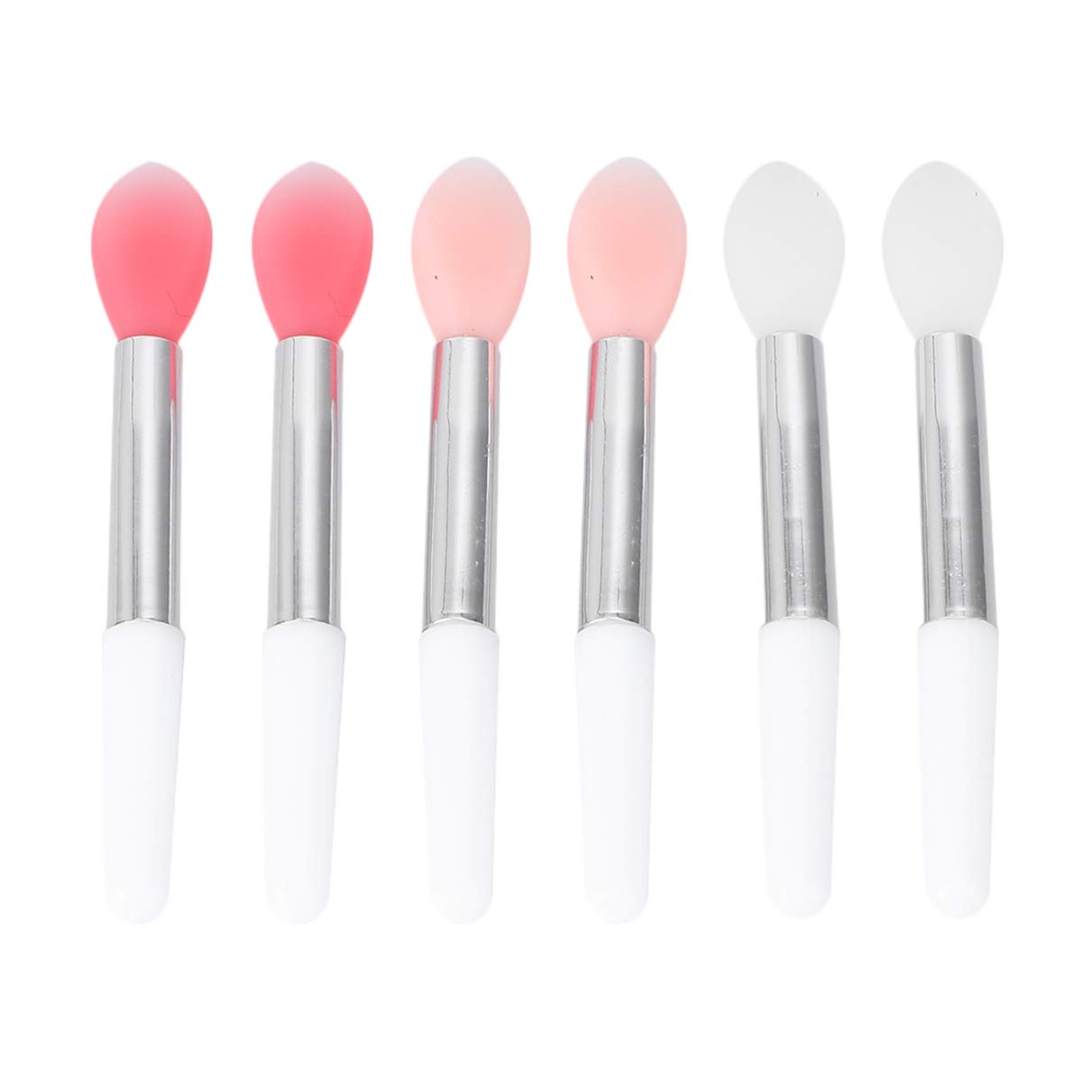 FRCOLOR Silicone Lip Brush,6 Pieces Reusable Single Head Lipstick Applicator Brushes Mini Silicone Lip Balm Brush Lip Balm Oil Applicator Professional Makeup Brush Tool (Pink,White)