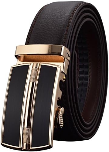 Leather Belts for Men's Ratchet Dress Belt Black Brown with Automatic Buckle