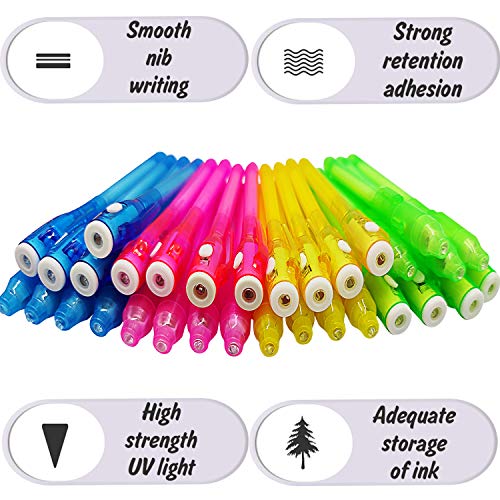 Goldge 32PCS Invisible Ink Pens With UV Light - Spy Pens For Secret Messages