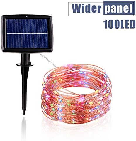 Solar String Lights Outdoor 39 Feet Copper Wire with 100 LED Multi Color Waterproof for Christmas Party Decorations