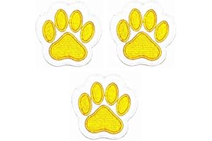 Umama Patch Set of 3 Cute Puppy Paw Print Yellow Cartoon Embroidered Iron On Patch Paw Sticker Craft Fabric Accessory Sewing Jacket Polo T-Shirt Hat Bag Clothing
