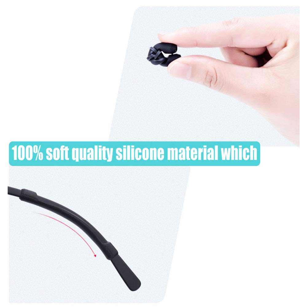 10 Pairs Eyeglass Strap Holder-Silicone Glasses Ear Hooks, Anti-Slip Elastic Comfort Glasses Retainers for Spectacle Sunglasses, Reading Glasses, Sports Eyeglass, Black&Clear