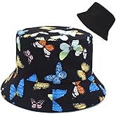 Bucket Hat Cotton Double-Side-Wear Reversible Sun Hat for Women Men, Summer Vacation Travel Beach Packable Fisherman Hat