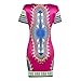 Womens Traditional African Print Dashiki Stretch Bodycon Dress XL Blue