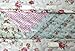 Brilliant Sunshine Pink and Green Rose Patchwork Quilted Large Recliner Slipcover, 28