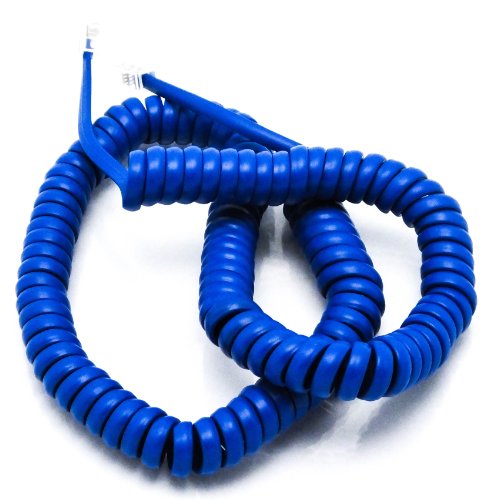 Telephone Cord Handset Curly - Phone Color Classic Blue 15ft - Works on virtually all Trimline Phones and Princess Telephones - Landline Telephone Accessory iSoHo Phones