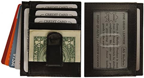Men'S Leather Slim Money Clip Front Pocket Wallet Thin Credit Card Holder