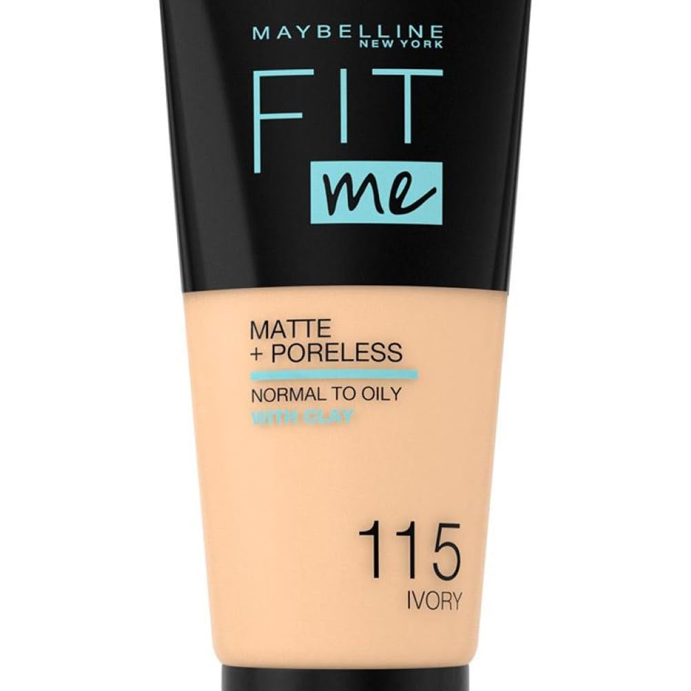 Maybelline Fit Me Foundation, Medium Coverage, Blendable With a Matte and Poreless Finish, For Normal to Oily Skin, Shade: 115 Ivory, 30ml — image 1