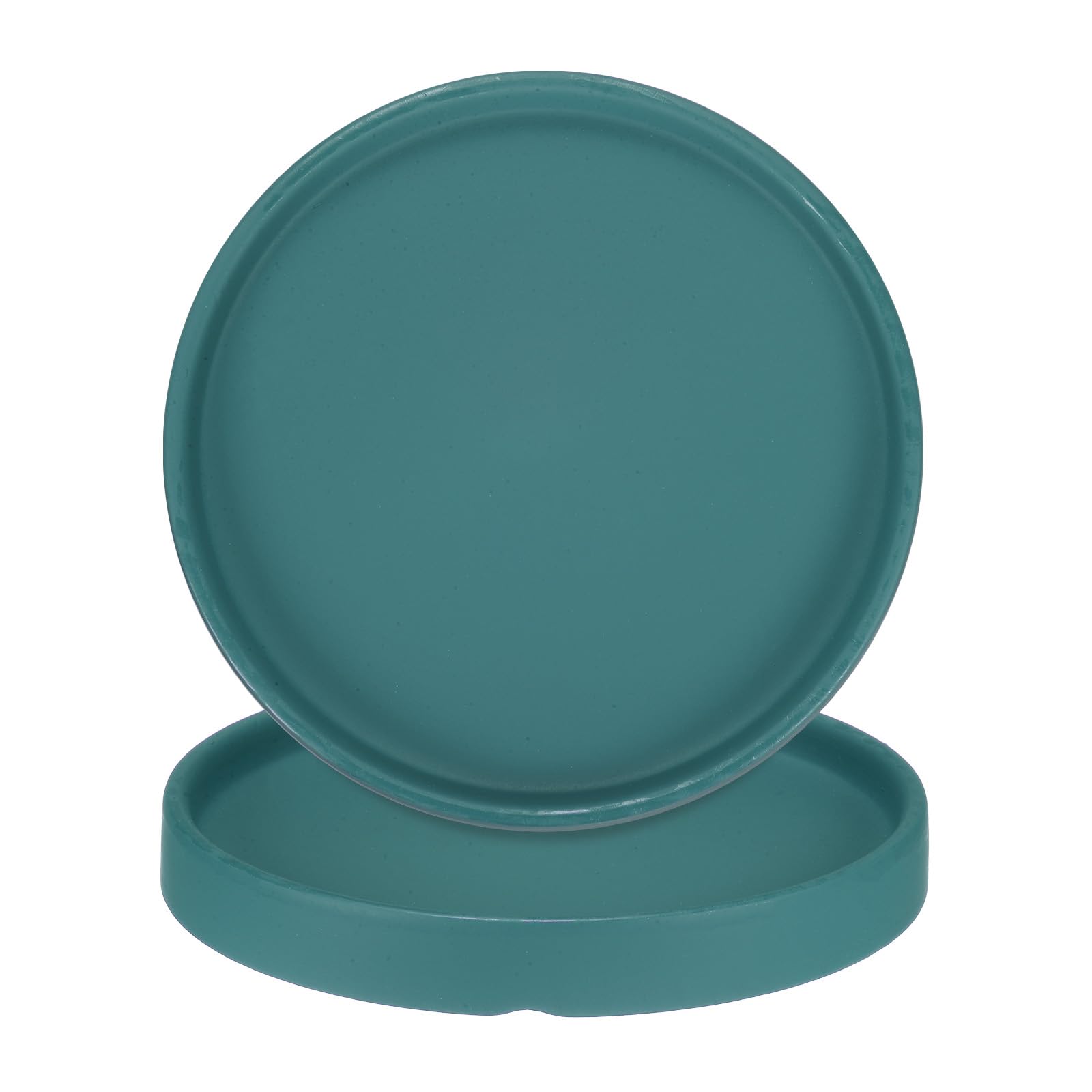 M METERXITY 2-Pack Ceramic Plant Saucer, 6.3 Inch 16cm Plant Water Catcher Tray, Plant Pot Saucers for Indoor/Outdoor Plants/Flower Drainage Drip Water Tray [Round Green Blue]