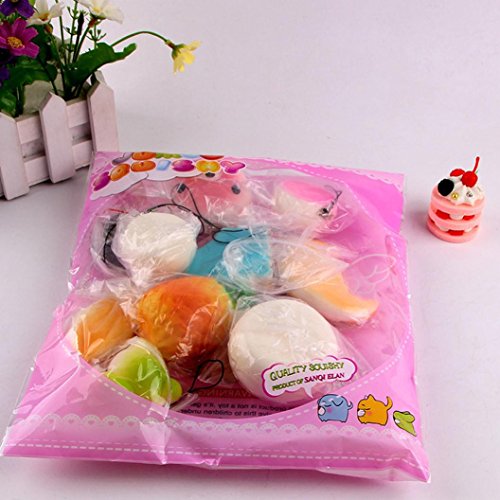 Makeupstore 10 PCS Mini Soft Squishy Cake Bread Toys Set Squishies Slow Rising Simulation Food Toy Key Cellphone Chain Bread/Buns Phone Charm Key Chain Strap Child Gift (Random Colour)