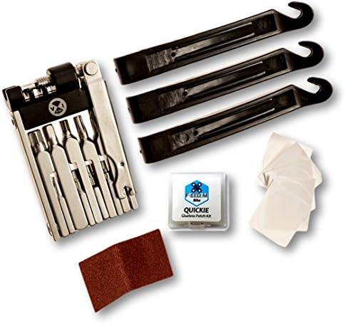 Freedom Bike Bike Multi Tool | ESSENTIAL12 Multifunction Kit Includes 3 Tire Levers and Glueless Patch Kit with 6 Patches | Compact to fit Any Saddle Bag! | Allen, Torx, Chain Tool, Screwdriver
