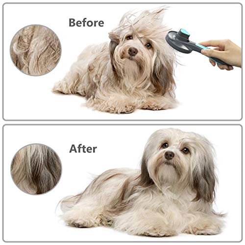 SIWA MARY Dog Brush & Cat Brush Pet Grooming Comb Slicker Self Cleaning Brush Removing Shedding Tool for Long Hair & Short Hair Dogs and Cats (Mint Green) - Thumbnail 5