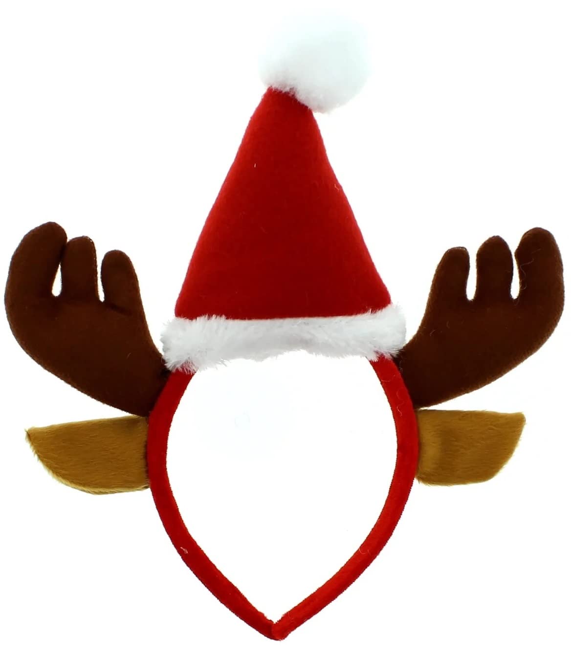 Topkids Accessories Christmas Headbands for Adults & Kids Reindeer Christmas Hat - Deer Horns Antlers Santa Hat & Rudolph Red Nose, Christmas Head Accessories, Christmas Hats Adult (w/ Santa Hat)