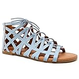 Womens Summer Gladiator Ankle Strappy Lace Up Sandal Flat