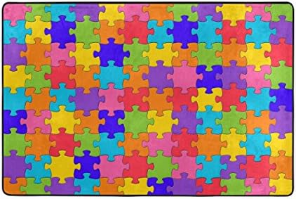 Ethel Ernest Non-slip Doormat Cool Colorful Puzzle Piece Rainbow Area Rug Carpet Floor Mats Door Mat Indoor Outdoor Bathroom