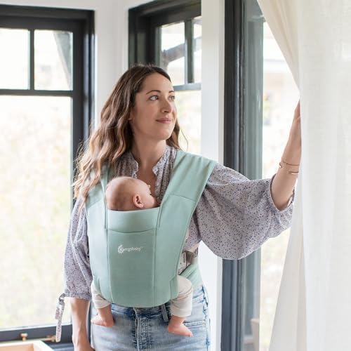 ERGOBABY EMBRACE NEWBORN BABY CARRIER FOR INFANTS 0-12 MONTHS (7-25 LBS) – ERGONOMIC 2-POSITION INFANT CARRIER WITH HEAD AND NECK SUPPORT, HIP-HEALTHY POSITIONING – JADE GREEN