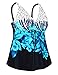 Hilor Women's vintage 50's Front Tie Swim Top Flowy Tankini Bathing Suits