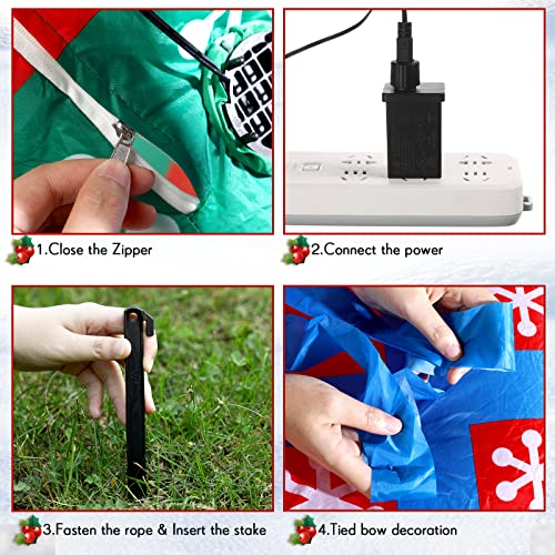 Vinsot ft Long Christmas Inflatable Gift Boxes with LED Lights Outdoor