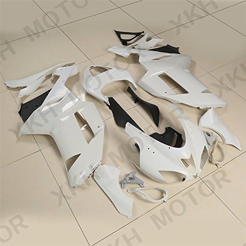 XKH- White Unpainted ABS Plastic Fairing Cowl Bodywork Compatible with KAWASAKI ZX6R 2007 2008 US [B01MZIMAXQ]