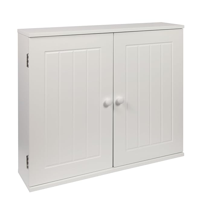 woodluv MDF White Double Wall Cupboard Storage Unit, 50 x 60 x