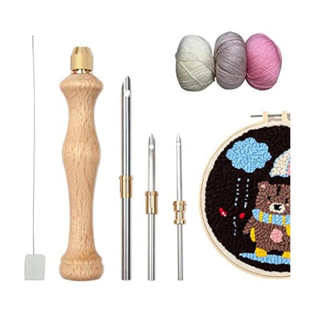Pgyewhdf Punch Needle Rug Punch Embroidery Set DIY Craft Needlework for Stitching Applique Easy to Use