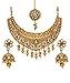 Bindhani Women's Indian Jewelry Simple Bridal Wedding Party Wear Crafted Brides Gold Plated Kundan Polki Choker Necklace Earrings Tikka Fashion Bollywood Style Jewellery Tika Set for Bridemaids