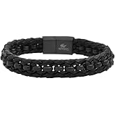Magna Steel Men's Braided Genuine Leather Rolo Bracelet