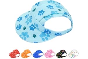 PET SHOW Dog Baseball Cap Dog Paw Print Peaked Cap Pet Sun Hats with Ear Holes Sport Hat for Medium Large Doggies Adjustable Drawstring Puppies Cats Visor Hat Girls Boys Blue/S