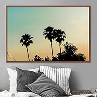 Framed Canvas Wall Art Palm Tree Colorful Cool Group Multicolor Photography Places Realism - 16x24 inches