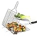 Yeeteching BBQ Grill Basket,430 Durable Food Grade Stainless Steel Fish Grilling Basket with Removable Handle for Fish Vegetable Steak Shrimp