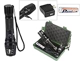 Tactical Flashlight Phixton 1200lm L2 LED Zoomable Metal Water-resistant Handheld LED Military Torch 18650 Rechargeable Battery,USB Charger Adapter,Bike Mount, USB Cable,Gift Box Included