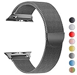 Seoaura Compatible Watch Band 42mm 44mm, Stainless Steel Milanese Loop Replacement Strap with Magnetic Closure Series 4 3 2 1 Sports (Space Grey, 42mm/44mm)