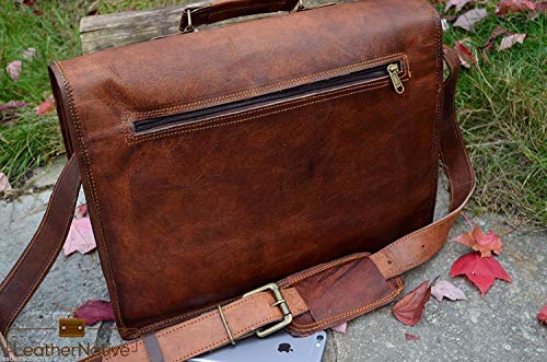 Leather Native Handmade 15" Brand New Crossbody Messenger Courier Large Unisex Genuine Vintage Leather Messenger Laptop Briefcase Satchel Bag Gift Men Women Laptop Spring Sale!