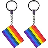 QQSD Rainbow Gay Pride Flag Keychain LGBT Key Ring, 2 Pack