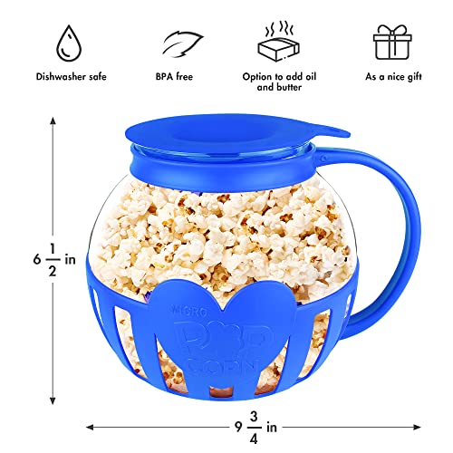 The Original Korcci 3 Quart Microwave Glass Popcorn Popper, Borosilicate Glass, Dishwasher Safe