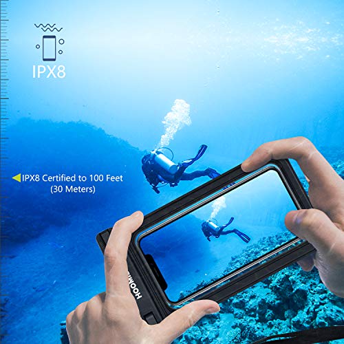 HOOMIL Universal Waterproof Case, IPX8 Waterproof Phone Pouch Dry Bag Compatible for Samsung Galaxy Note 10/9/A30/A20/A10/A50/A70/iPhone XR/XS/X up to 6.5 inches - Black