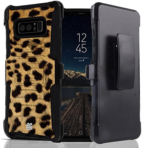 Rugged Dual Layered [Impact-Resistant] Shockproof Cover w/Stand Case+Holster Belt Clip for Samsung Galaxy Note 8 - Yellow Cheetah