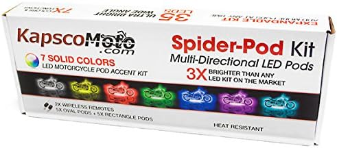Kapsco Moto Motorcycle 7 Color LED Light Kit Spider-Pod Kit Compatible with Honda VTX 1800 TYPE C R S N F T RETRO