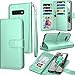 Tekcoo for Galaxy S10 Case, Samsung S10 Wallet Case / S10 PU Leather Case, Luxury Cash Credit Card Slots Holder Carrying Folio Flip Cover [Detachable Magnetic Hard Case] Kickstand -Turquoise