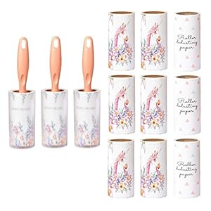 Royalkart 3 Lint Roller with Cover 60 Sheet and 9 Refills 60 Sheets Each for Dog Hair Removal, Dust-Free Clothes and…