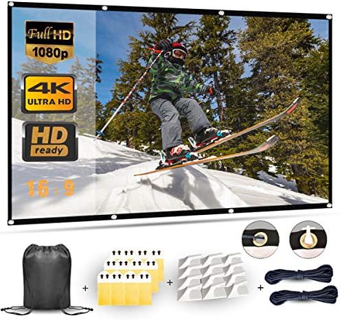 Projector Screen, Projection Screen 100 inch, 16x9 HD 3D TV Projector Screen Outdoor Movie Screen Portable Projector Screen Foldable Projection Movies Screen for Home Theater Double Sided Projection